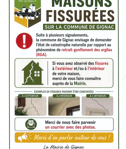 RECENSEMENT DES MAISONS FISSURÉES SUR LA COMMUNE